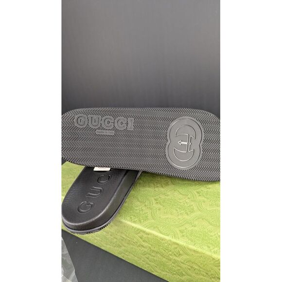 NIB MENS GUCCI SANDALS SLIDES INTERLOCKING GG RUBBER CLASSIC - Picture 8 of 12